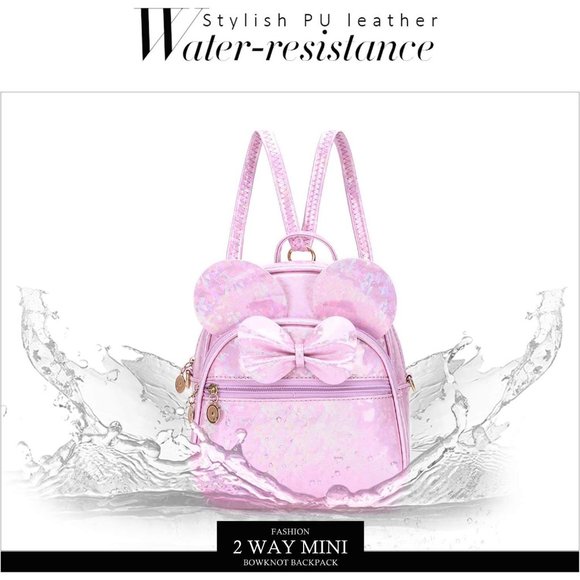 Bowknot Polka Dot Mini Backpack And Convertible Shoulder Bag Purse for Women - Picture 6 of 7